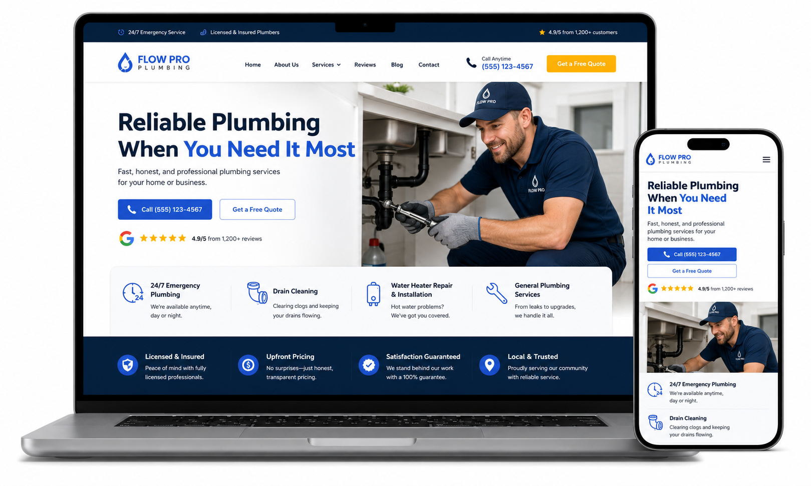 Site profissional e rapido de empresa de encanamento gerando ligacoes, pedidos de orcamento e novos clientes 24 horas por dia